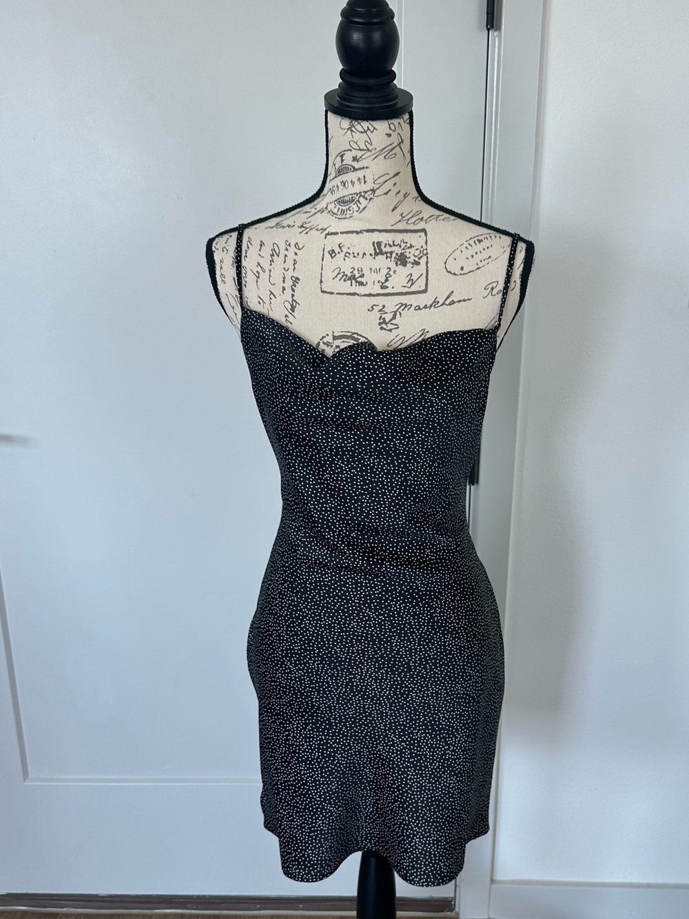 Urban Outfitters Black Micro-Dot Spaghetti Strap Mini Dress. Size S. Good cond